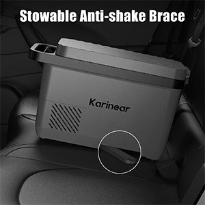 Karinear car refrigerator is mainly designed for cars, and of course it will have anti-vibration function. The rv fridge has two concealable brackets at the bottom so that it will not fall over even if the road is bumpy.