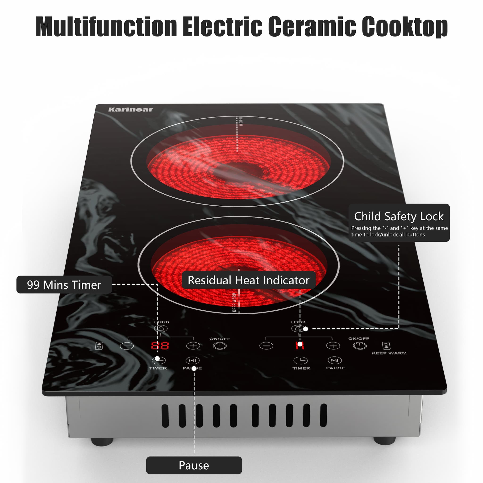 Karinear 2 Burners Electric Cooktop Review  120v Plug in Ceramic 12 Inch  Countertop & Built-in 