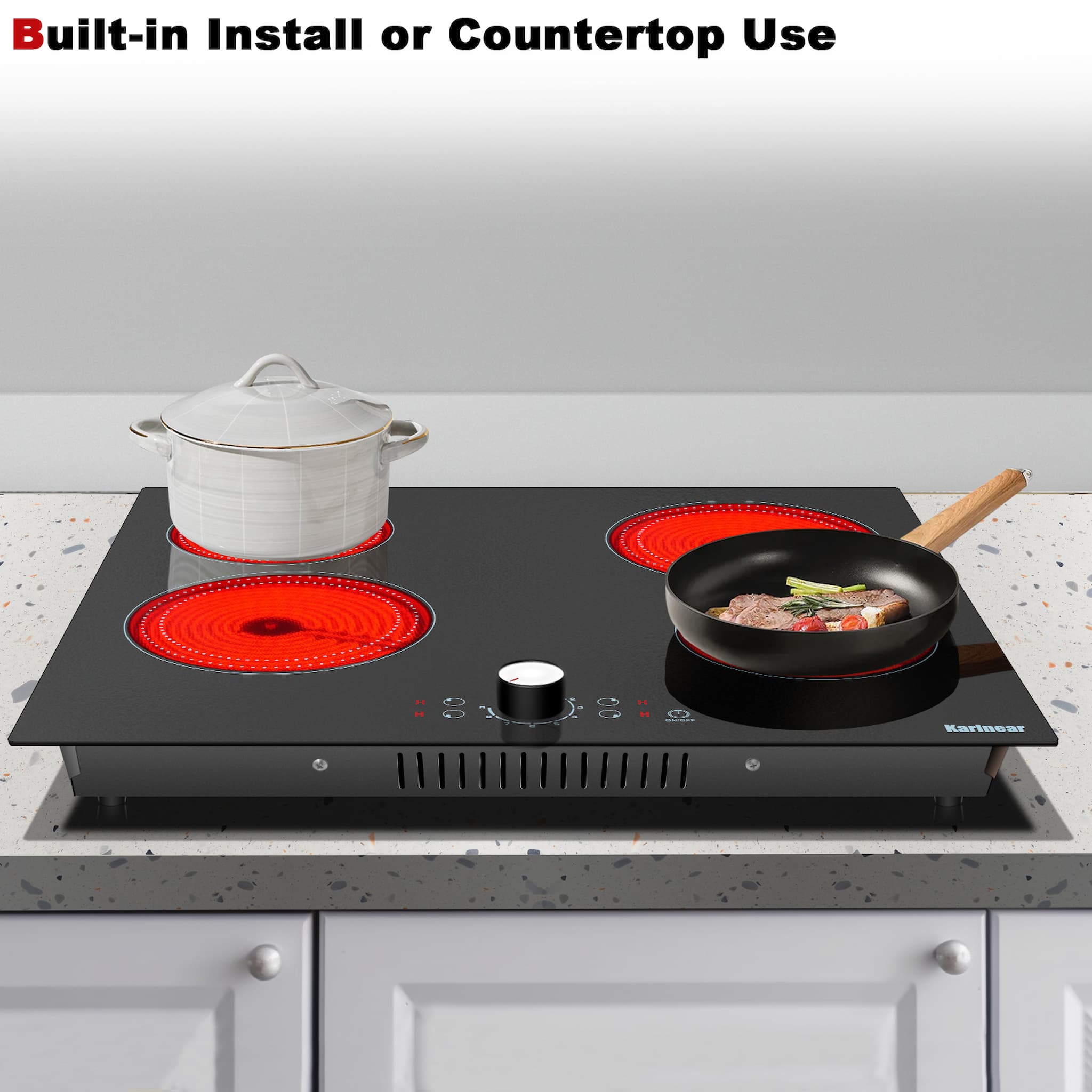 Cooksir 24'' Electric Cooktop 4 Burner Built-in Induction Cooktop Knob  Control