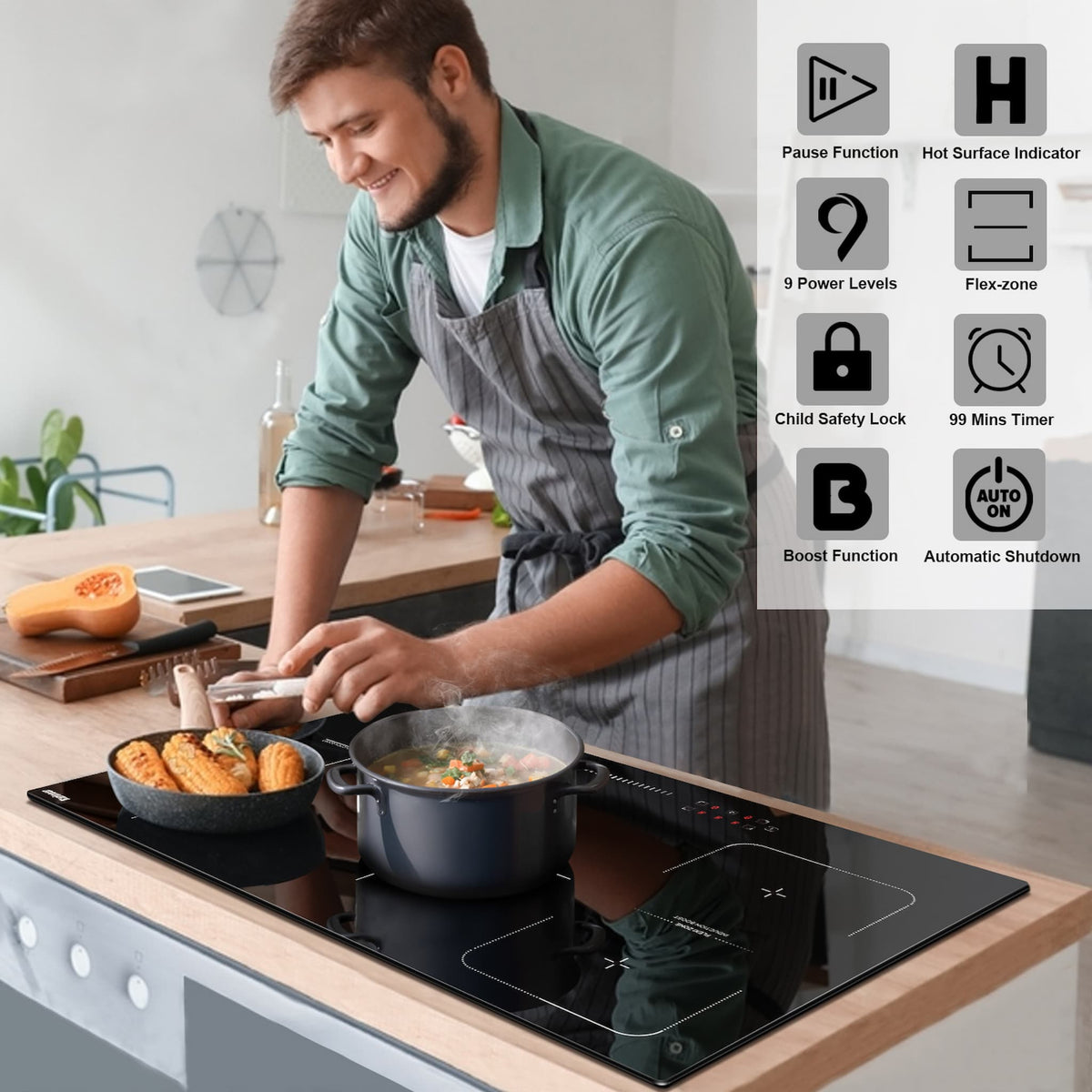 Karinear 36 Inch 5 Burner Built-in Induction Cooktop