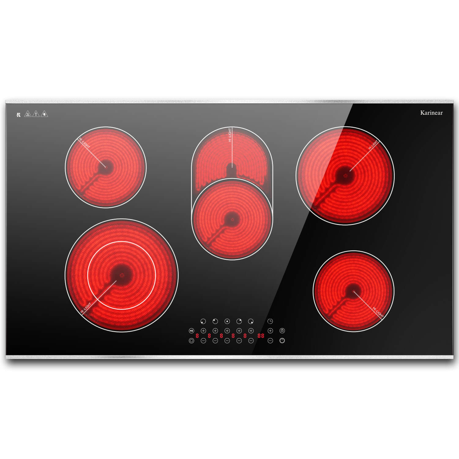 Karinear 36 Inch 5 Burner Built in Electric Cooktop - Metal Edged Protection