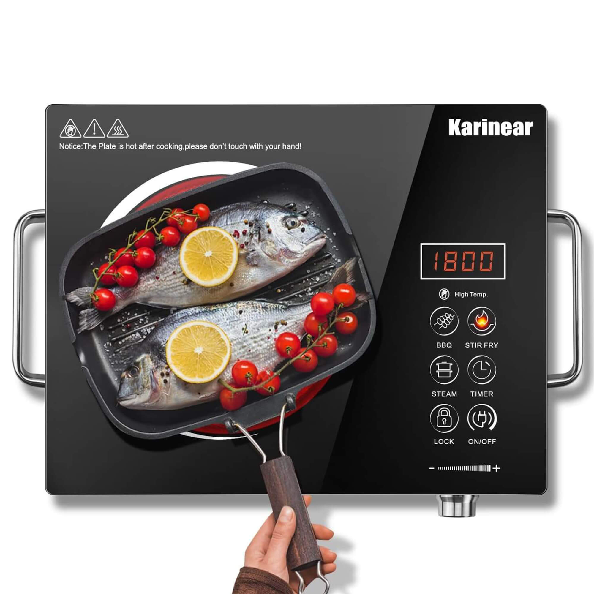 Karinear Single Burner Portable Electric Cooktop With Handle