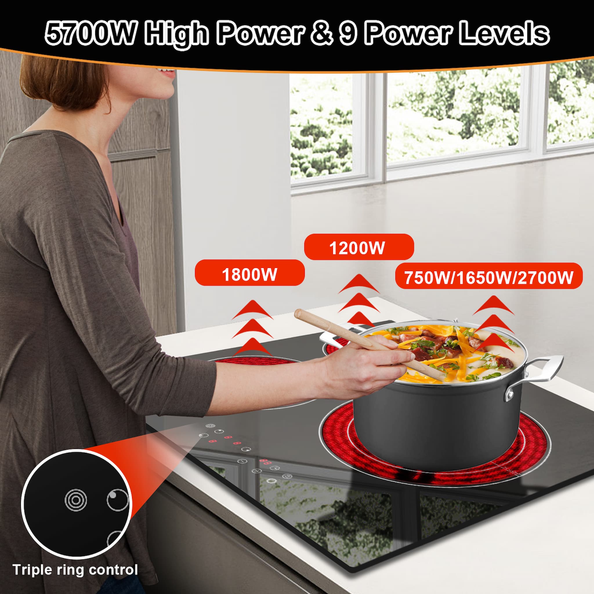 Portable Induction Cooktop, Countertop Burner, Induction Burner with Timer  and S