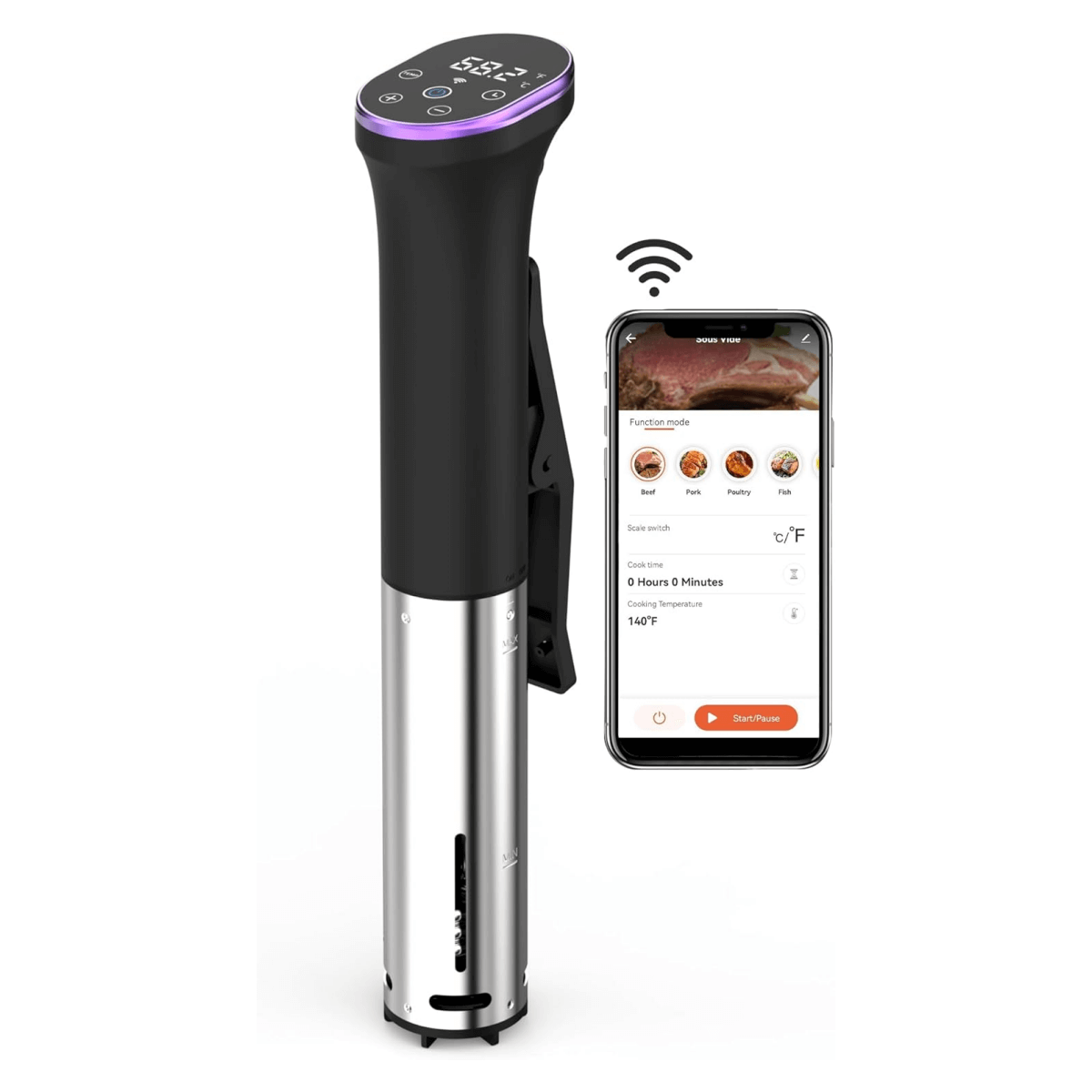 Karinear Sous Vide Machine With LED, Wifi App Control